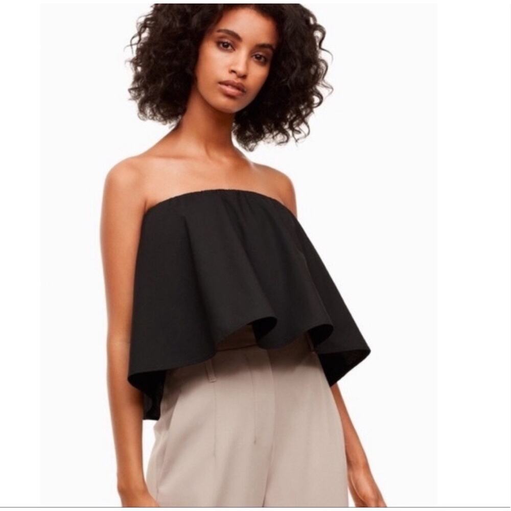 Babaton Size XXS Eckerd Tube Strapless Top Black Cotton Off The Shoulder